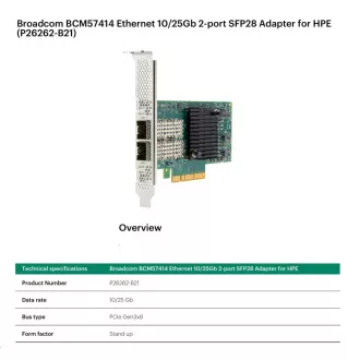 Adaptor Broadcom BCM57414 Ethernet 10/25Gb cu 2 porturi SFP28 Adaptor Broadcom BCM57414 Ethernet 10/25Gb cu 2 porturi SFP28