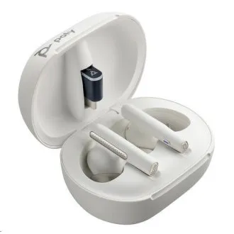Căști bluetooth Poly Voyager Free 60+, adaptor BT700 USB-C, carcasă de încărcare tactilă, alb Căști bluetooth Poly Voyager Free 60+, adaptor BT700 USB-C, carcasă de încărcare tactilă, alb
