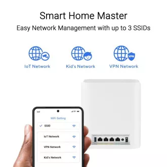 ASUS ZenWifi BT8 1 pachet, Router extensibil WiFi7, AiMesh, 1x WAN, 3x LAN, 1x 3.0 ASUS ZenWifi BT8 1 pachet, Router extensibil WiFi7, AiMesh, 1x WAN, 3x LAN, 1x 3.0