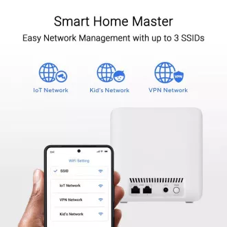 ASUS ZenWifi BD4 pachet de 3, router extensibil WiFi7, AiMesh, 2x WAN/LAN