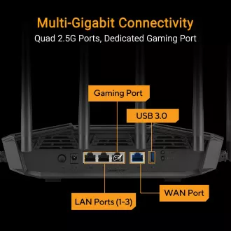 Router de gaming ASUS TUF-BE9400 Router WiFi7 pe 3 benzi, 1x WAN, 3x LAN, AiMesh