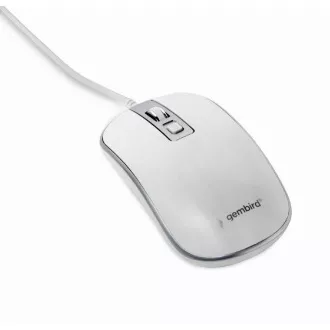 Mouse GEMBIRD MUS-4B-06-WS, cu fir, optic, USB, alb/argintiu