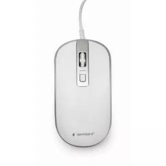 Mouse GEMBIRD MUS-4B-06-WS, cu fir, optic, USB, alb/argintiu