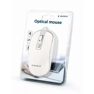 Mouse GEMBIRD MUS-4B-06-WS, cu fir, optic, USB, alb/argintiu