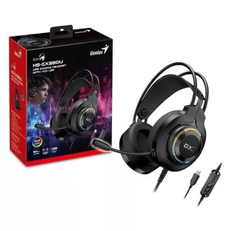 Căști GENIUS cu microfon GX GAMING HS-GX580U, USB, RGB, negru