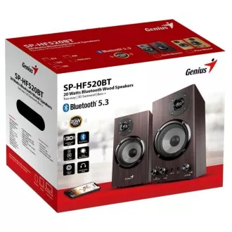Boxă GENIUS SP-HF520BT, BT, mufă de 3,5 mm, 20 W, lemn închis