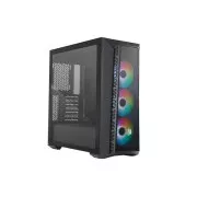 Carcasa Cooler Master MasterBox 520 Mesh, ATX, panou lateral transparent, 3 ventilatoare ARGB de 120 mm, Hub ARGB, negru