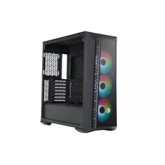 Carcasa Cooler Master MasterBox 520 Mesh, ATX, panou lateral transparent, 3 ventilatoare ARGB de 120 mm, Hub ARGB, negru