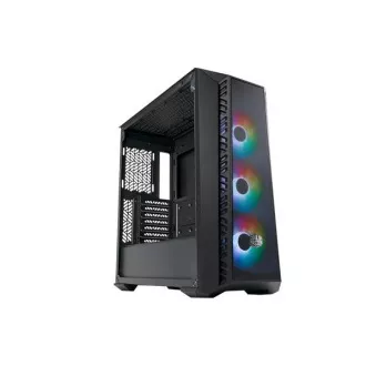 Carcasa Cooler Master MasterBox 520 Mesh, ATX, panou lateral transparent, 3 ventilatoare ARGB de 120 mm, Hub ARGB, negru