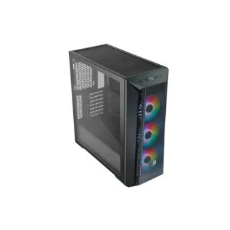 Carcasa Cooler Master MasterBox 520 Mesh, ATX, panou lateral transparent, 3 ventilatoare ARGB de 120 mm, Hub ARGB, negru
