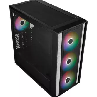 Carcasă Cooler Master MasterBox 600, ATX, panou lateral transparent, 3 ventilatoare ARGB de 140 mm, 1 ventilator ARGB de 120 mm, hub ARGB, negru