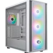 Carcasă Cooler Master MasterBox 600, ATX, panou lateral transparent, 3 ventilatoare ARGB de 140 mm, 1 ventilator ARGB de 120 mm, hub ARGB, alb