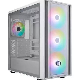 Carcasă Cooler Master MasterBox 600, ATX, panou lateral transparent, 3 ventilatoare ARGB de 140 mm, 1 ventilator ARGB de 120 mm, hub ARGB, alb