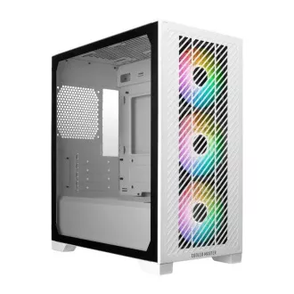 Carcasa Cooler Master Elite 301, mATX, panou lateral transparent, 3 ventilatoare ARGB de 120 mm, alb