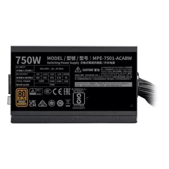 Sursă de alimentare Cooler Master MWE Bronze 750W V3 240V 120mm, 80+ Bronze