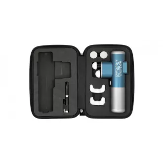 Pistol de masaj KiCA Pro, ecran tactil, 3 moduri, 3 capete, penetrare dublă, fabricat din aluminiu aeronautic, albastru