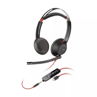 Căști Poly Blackwire 5220, jack de 3,5 mm   adaptor USB-C/A, stereo