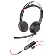 Căști Poly Blackwire 5220, jack de 3,5 mm   adaptor USB-C/A, stereo (vrac)