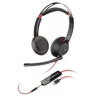 Căști Poly Blackwire 5220, jack de 3,5 mm   adaptor USB-C/A, stereo (vrac)