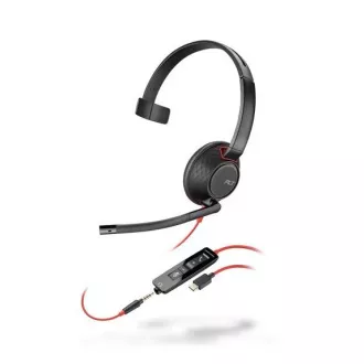 Căști Poly Blackwire 5210, jack de 3,5 mm   adaptor USB-C/A, mono