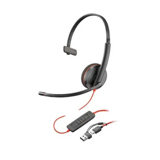 Căști Poly Blackwire 3220, adaptor USB-C/A, stereo (vrac)