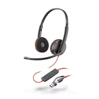 Căști Poly Blackwire 3220, adaptor USB-C/A, stereo