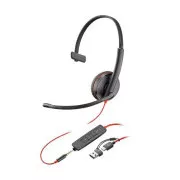 Căști Poly Blackwire 3215, jack de 3,5 mm   adaptor USB-C/A, mono
