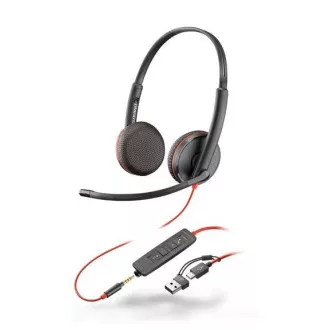 Căști Poly Blackwire 3225, jack de 3,5 mm   adaptor USB-C/A, stereo