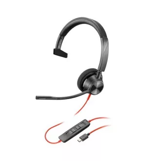 Căști Poly Blackwire 3310 MS Teams, adaptor USB-C/A, mono