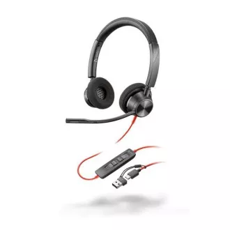 Căști Poly Blackwire 3320 MS Teams, adaptor USB-C/A, stereo