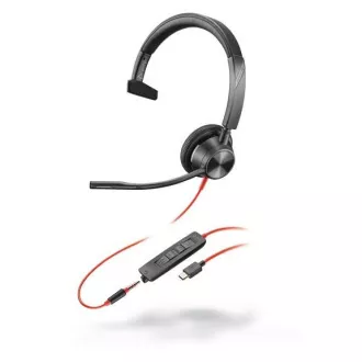 Căști Poly Blackwire 3315 MS Teams, jack de 3,5 mm adaptor USB-C/A, mono Căști Poly Blackwire 3315 MS Teams, jack de 3,5 mm adaptor USB-C/A, mono