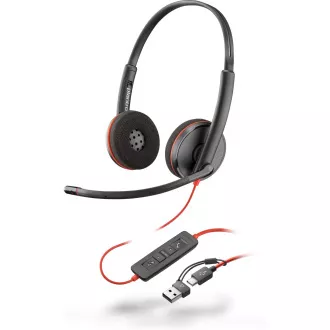 Căști Poly Blackwire 3220, adaptor USB-C/A, stereo Căști Poly Blackwire 3220, adaptor USB-C/A, stereo