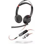 Căști Poly Blackwire 5220, mufă de 3,5 mm + adaptor USB-C/A, stereo