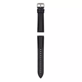 Curea universală Garett 20 mm, neagră cu cataramă argintie, piele ecologică