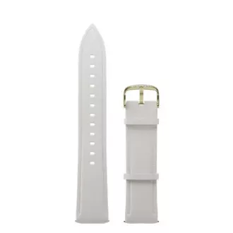 Curea universală Garett 20 mm, albă cu cataramă aurie, piele ecologică
