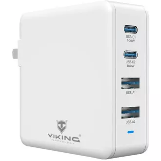 Încărcător Viking USB GaN 100W, suport PD3.0 și QC4 , alb