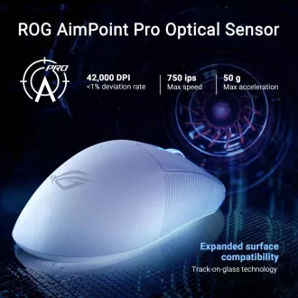 Mouse ASUS ROG Keris II Ace, mouse de gaming wireless, alb