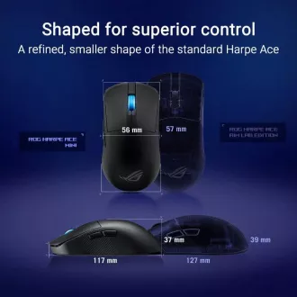Mouse pentru gaming ASUS ROG Harpe Ace Mini, Wireless BT, RF 2.4GHz, negru
