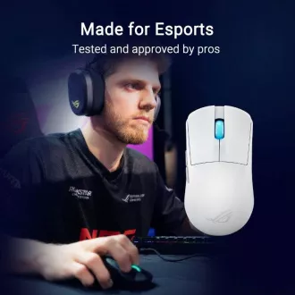 Mouse pentru gaming ASUS ROG Harpe Ace Mini, Wireless BT, RF 2.4GHz, alb