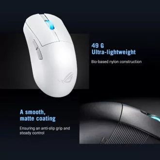 Mouse pentru gaming ASUS ROG Harpe Ace Mini, Wireless BT, RF 2.4GHz, alb
