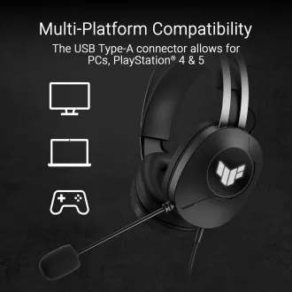 Căști ASUS TUF Gaming H1 GEN II, Căști Gaming cu fir, negru Căști ASUS TUF Gaming H1 GEN II, Căști Gaming cu fir, negru