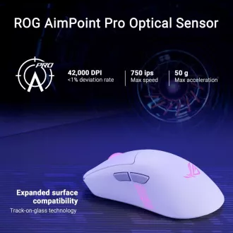 Mouse ASUS ROG Keris II Origin, mouse wireless pentru gaming, alb