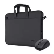 TRUST Geantă pentru notebook de 16"   mouse wireless, negru