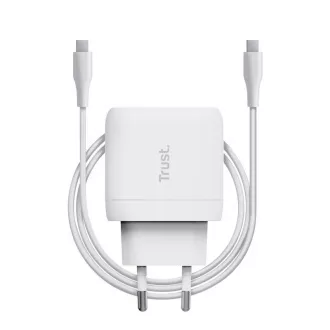 Incarcator TRUST 45W Maxo, USB-C, Incarcator de perete, cablu USB-C 2m, alb