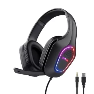 Căști de gaming TRUST GXT 416 ZIROX, LED, USB, Jack 3.5mm, negre