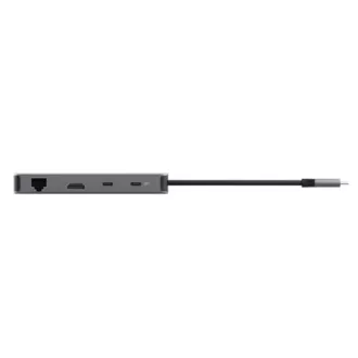 Stație de andocare TRUST DALYX USB-C, 8 în 1, HDMI, RJ45, 2xUSB-C, 2xUSB-A, card microSD/SD, gri