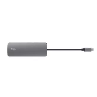 Stație de andocare TRUST DALYX USB-C, 8 în 1, HDMI, RJ45, 2xUSB-C, 2xUSB-A, card microSD/SD, gri
