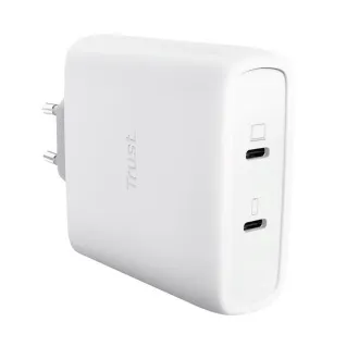Încărcător TRUST GaN MAXO 100W cu 2 porturi, USB-C, alb