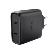 Încărcător TRUST GaN MAXO 65W cu 2 porturi, USB-C, negru