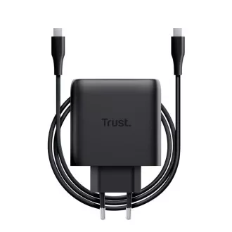 Încărcător TRUST GaN MAXO 65W cu 2 porturi, USB-C, negru
